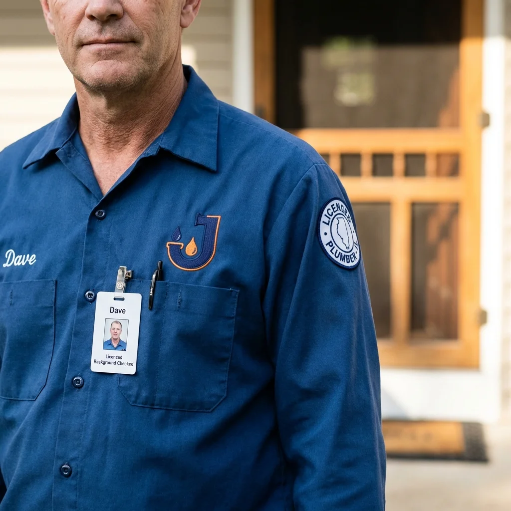 Licensed plumber showing ID badge in Arapahoe, WY