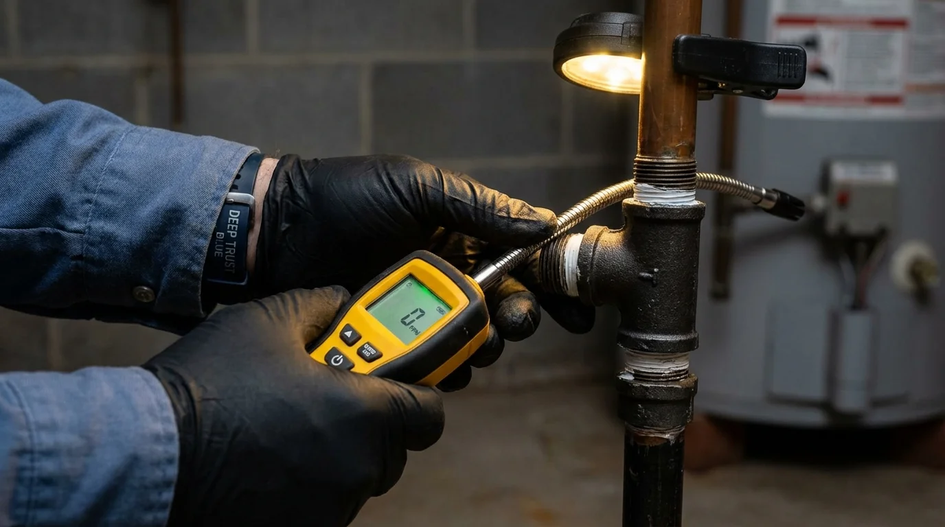 Gas leak detection with electronic sniffer by Johns Plumbing LLC in Arapahoe