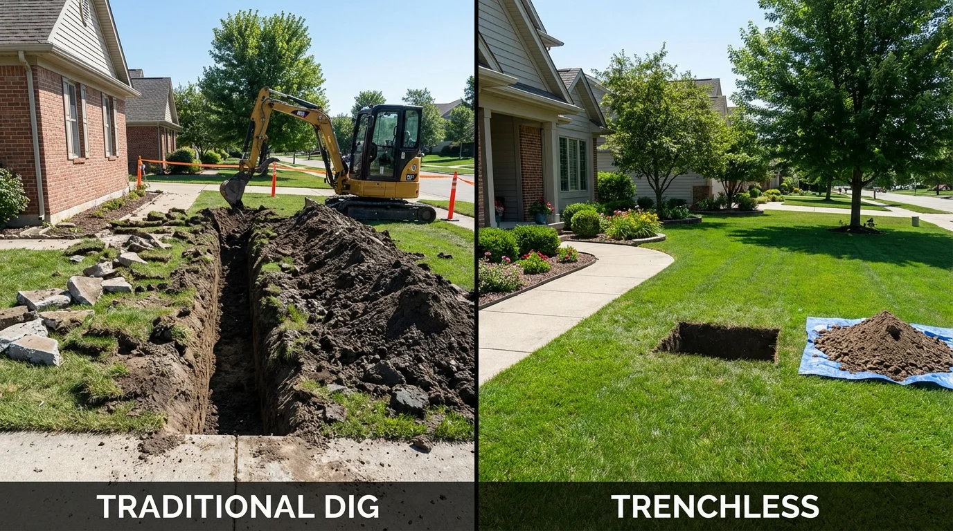 Trenchless sewer repair with minimal yard damage versus traditional excavation in Arapahoe, WY